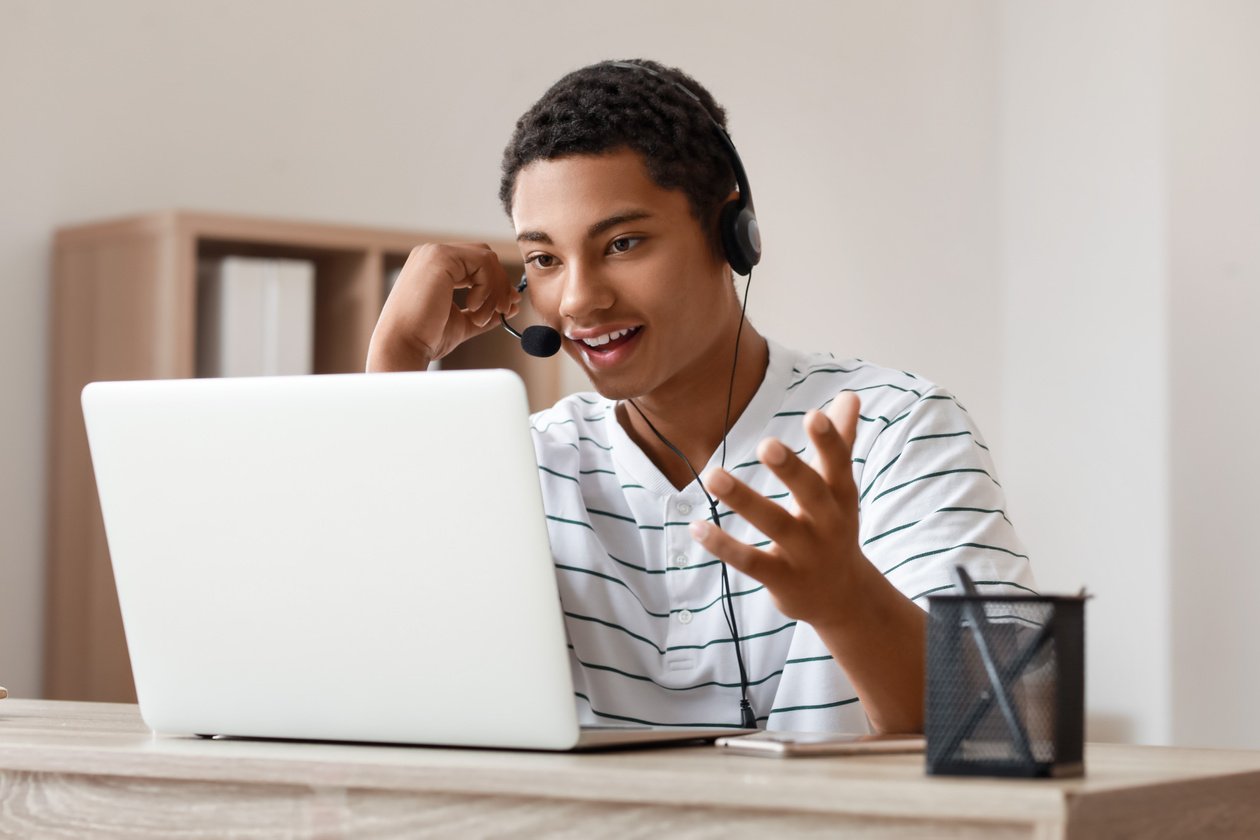 African-American Technical Support Working at Home